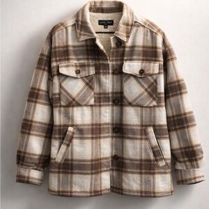 Love Tree Brown and Cream Plaid Jacket